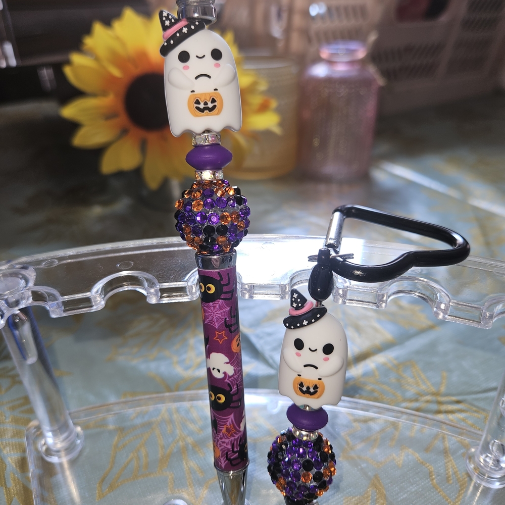 Halloween Ghost Keychain Set - Purple and Black